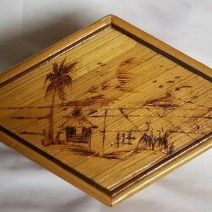 Set of 3 Oriental Lacquered Bamboo Nesting Boxes 7